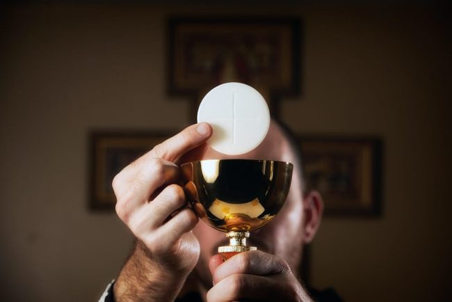 close up on the Eucharist and Chalice